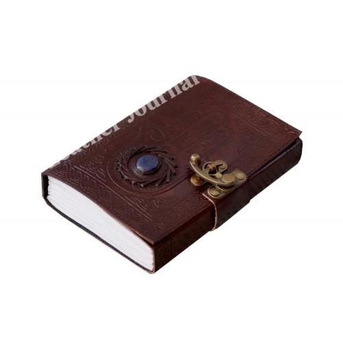 Handmade extra large leather journal with lock, seven buying chakra seven stone journal, uniqe leather journal